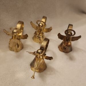 Set of 4 Vintage Brass Angel Napkin Rings Christmas Holiday Decor